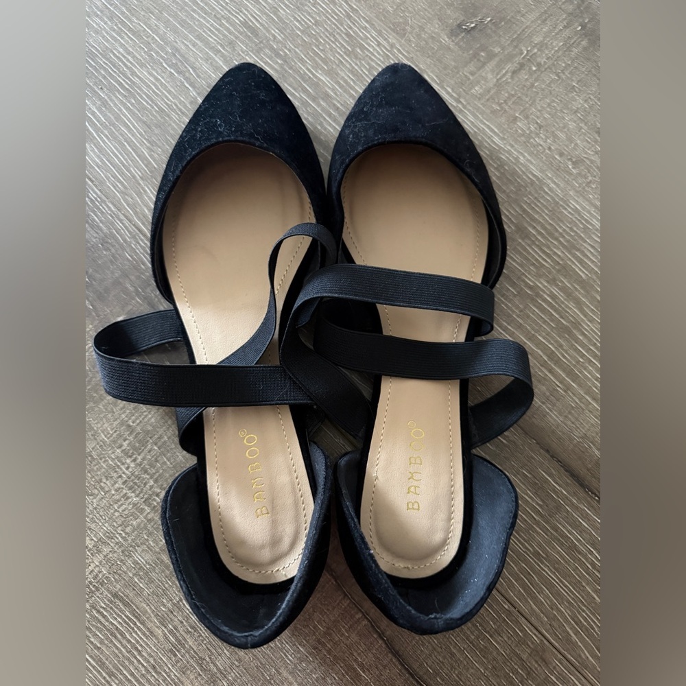 BAMBOO Black Flats with Straps - Picture 3 of 5